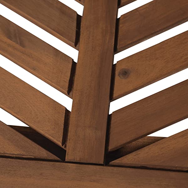 Walker Edison 5 Person Outdoor Wood Chevron Patio Furniture Dining Set Table Chairs Bench All Weather Backyard Conversation Garden Poolside Balcony, 4 Piece, Brown Brown 4 Piece Dining Set