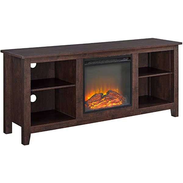 Walker Edison Wren Classic 4 Cubby TV Stand for TVs up to 65 Inches, 58 Inch, Black Black 58 InchTV Stand
