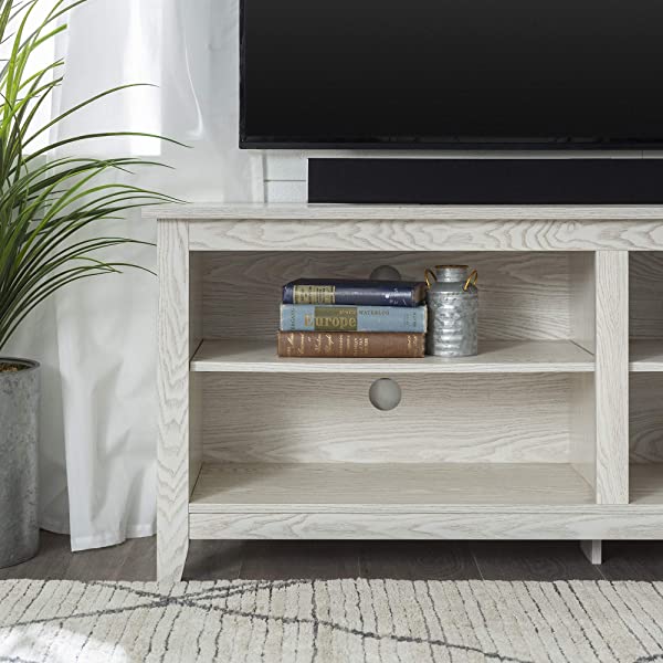 Walker Edison Wren Classic 4 Cubby TV Stand for TVs up to 65 Inches, 58 Inch, Black Black 58 InchTV Stand