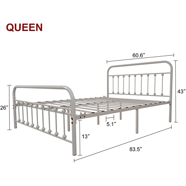 Black Metal Bed Frame Full Size with Headboard and Footboard Single Platform Mattress Base,Metal Tube and Iron-Art Bed(Full,Black) Full Black