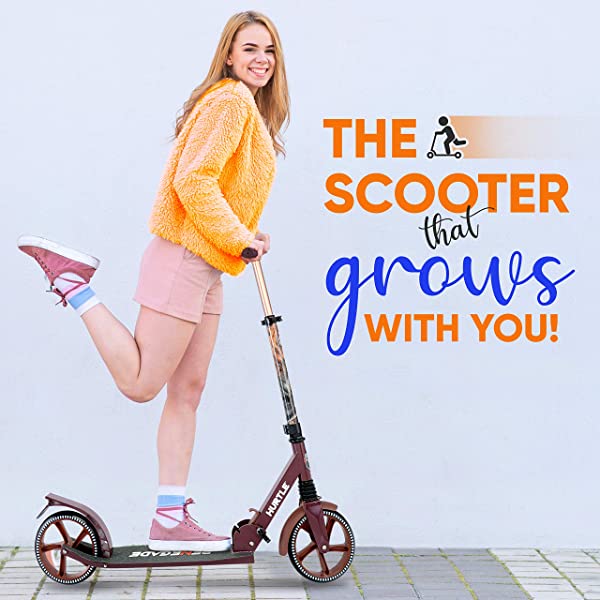 Hurtle Scooter – Scooter for Teenager – Kick Scooter – 2 Wheel Scooter with Adjustable T-Bar Handlebar – Folding Adult Kick Scooter with Alloy Anti-Slip Deck Pink