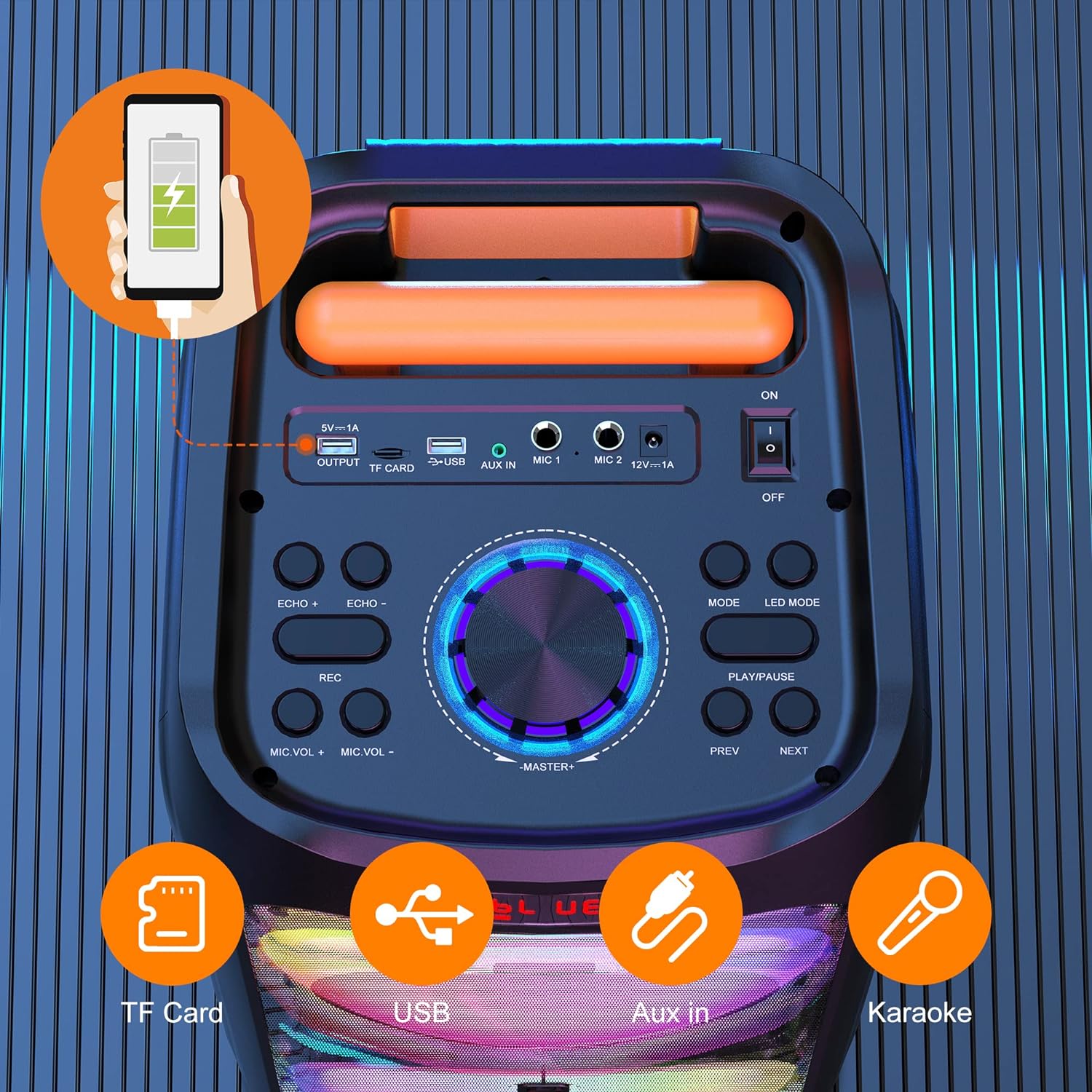 JYX Karaoke Machine with 2 Wireless Microphones for Adults, 8