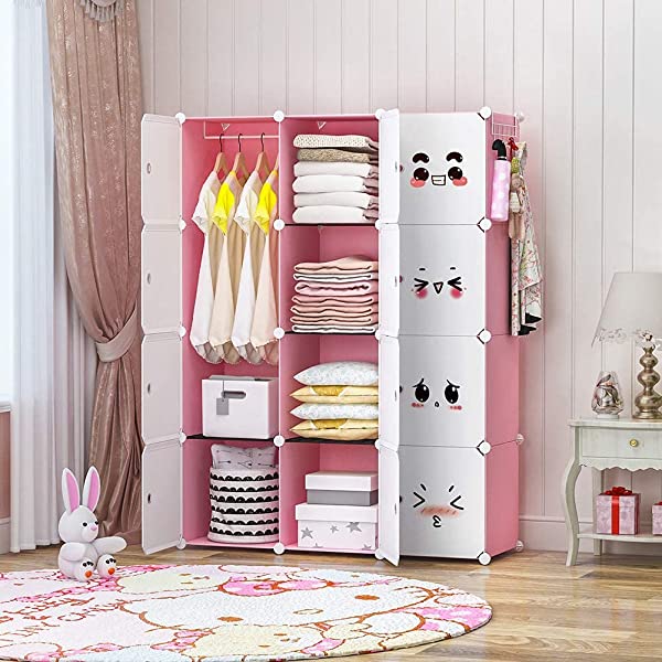 YOZO Cube Storage Organzier Portable Closet Wardrobe Bedroom Dresser (71x14x71 inches) Portable Closet Cube Shelf Armoire Pantry Cabinet, 25 Cubes, Blue 25Cubes Blue
