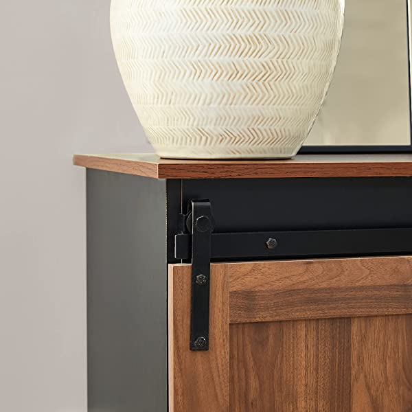Glitzhome Wood Rustic Wine Cabinet 2-Sections Bar Cabinet with Wine Storage 31.5”L Sideboard Table with Drawers Wood Sideboard with Wine Display for Kitchen Dining Room 2 piece