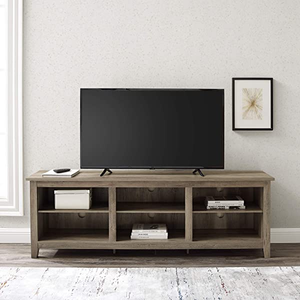 Walker Edison Wren Classic 4 Cubby TV Stand for TVs up to 65 Inches, 58 Inch, Black Black 58 InchTV Stand