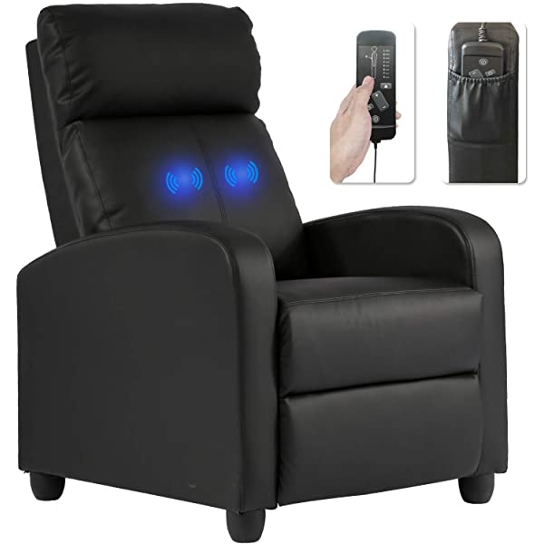 Recliner Chair for Living Room Massage Recliner Sofa Reading Chair Winback Single Sofa Home Theater Seating Modern Reclining Chair Easy Lounge with PU Leather Padded Seat Backrest (Brown)