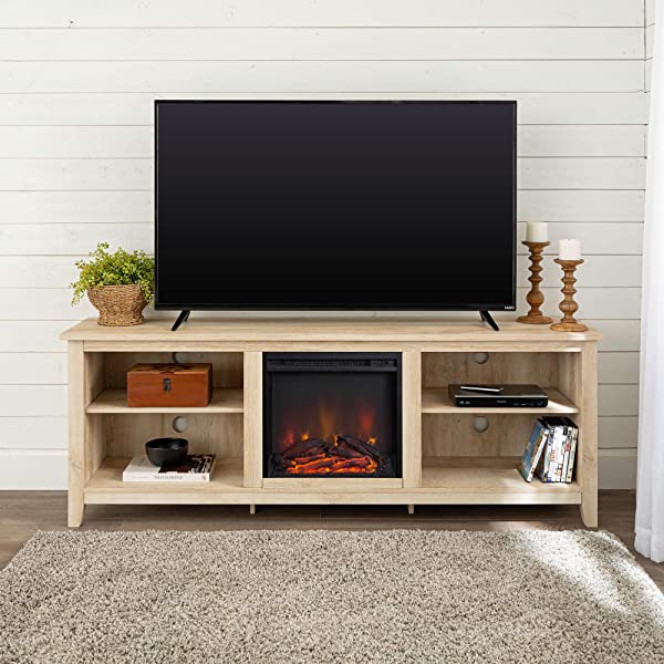 Walker Edison Wren Classic 4 Cubby TV Stand for TVs up to 65 Inches, 58 Inch, Black Black 58 InchTV Stand