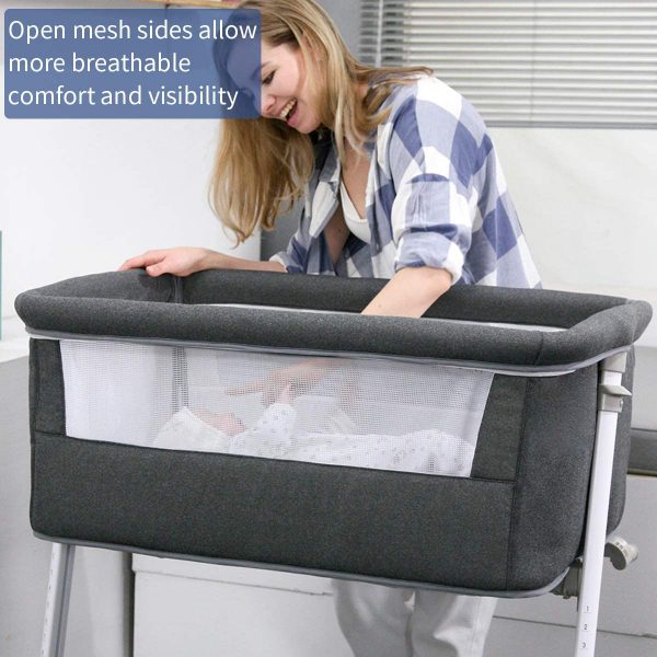 Baby cradle, RONBEI bedside bed, baby crib bed, adjustable portable bed, suitable for babies/baby boys/baby girls/newborns