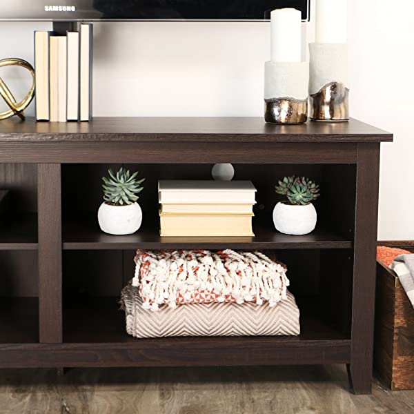 Walker Edison Wren Classic 4 Cubby TV Stand for TVs up to 65 Inches, 58 Inch, Black Black 58 InchTV Stand