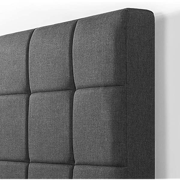 ZINUS Lottie Upholstered Platform Bed Frame / Mattress Foundation / Wood Slat Support / No Box Spring Needed / Easy Assembly, Grey, Queen Grey Queen Standard