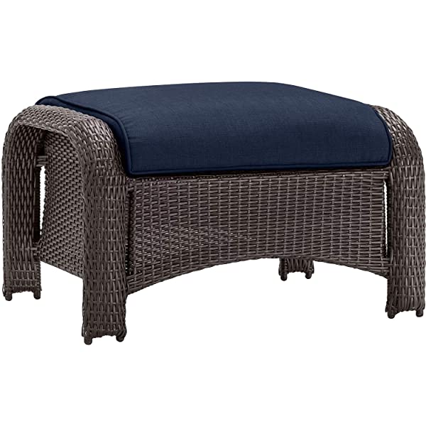 Hanover Strathmere 6-Piece Outdoor Patio Conversation Set, 2 Side Chairs with Ottomans, Loveseat and Tempered Glass Coffee Table, with Hand-Woven Wicker and Thick Cilantro Green Cushions, STRATHMERE6PC