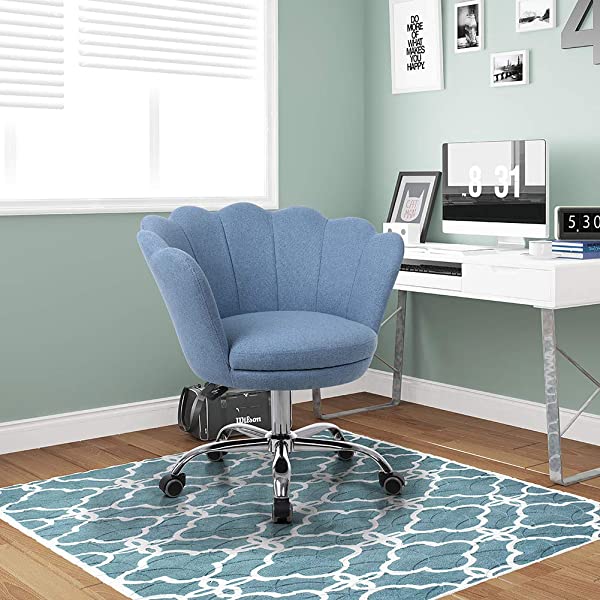 MTFY Modern Home Office Swivel Chair, Shell Desk Chair with Adjustable Height, Upholstered Ergonomic Computer Desk Chair Leisure Task Chair Accent Armchair for Office, Living Room,Bedroom (Beige)