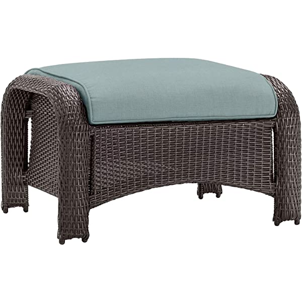 Hanover Strathmere 6-Piece Outdoor Patio Conversation Set, 2 Side Chairs with Ottomans, Loveseat and Tempered Glass Coffee Table, with Hand-Woven Wicker and Thick Cilantro Green Cushions, STRATHMERE6PC