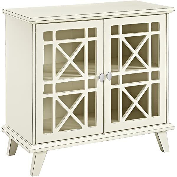 Walker Edison Charlotte Classic Glass Door Storage Buffet, 52 Inch, Espresso Espresso 52 Inch