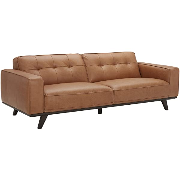 Amazon Brand – Rivet Bigelow Modern Oversized Leather Accent Chair with Wood Base, 44.1