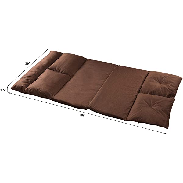 Harper&Bright Designs Folding Lazy Sofa Floor Chaise Lounge Chair Futon with Back Support, Beige
