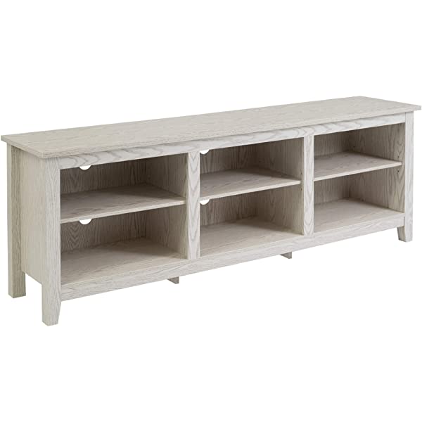 Walker Edison Wren Classic 4 Cubby TV Stand for TVs up to 65 Inches, 58 Inch, Black Black 58 InchTV Stand