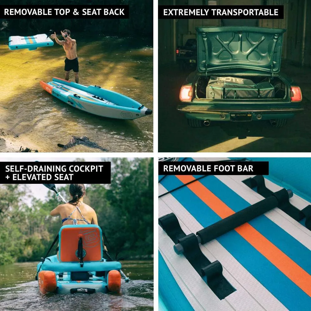 BOTE Deus Aero Inflatable Kayak Compatible with MagnePod for Adults and Kids, Including Travel Bag, 1 Person Single Seat Inflatable Kayak for Recreational Fishing, Hunting and Leisure