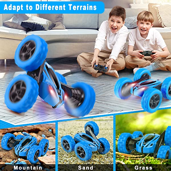 ORRENTE RC Cars Stunt Car Toy Remote Control Car, Offroad Remote Control Monster Trucks 4WD 2.4Ghz RC Rock Crawler with Headlights, Double Sided 360° Flips RC Car Toys Gift for Kids Boys Girls (Red)