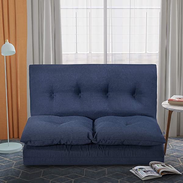 Harper&Bright Designs Folding Lazy Sofa Floor Chaise Lounge Chair Futon with Back Support, Beige
