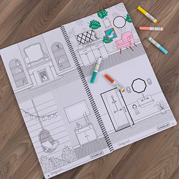 KidKraft Designed by Me™: Magnetic Makeover Wooden Dollhouse with Magnets, Fabric Wallpapers and 10 Pieces of Furniture, Gift for Ages 3+ Modern