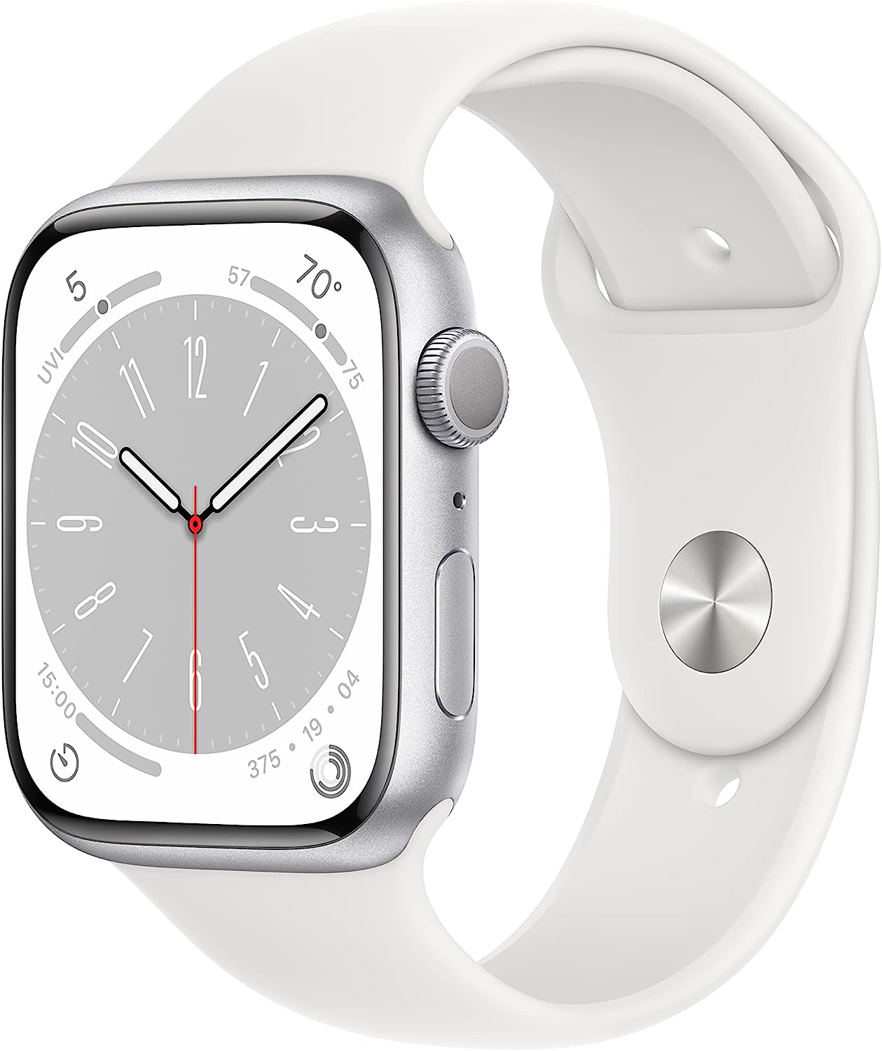 Apple Watch Series 8 (GPS) Smartwatch - (Product) Aluminum Case with (Product) Sport Band - Regular. Fitness tracker, blood oxygen and EKG app, waterproof