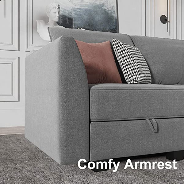 HONBAY Convertible Sectional Sofa U Shaped Couch with Reversible Chaise Modular Oversized Couch Sectional Sofa with Ottomans, Aqua Blue U Shape Sofa-1 Blue