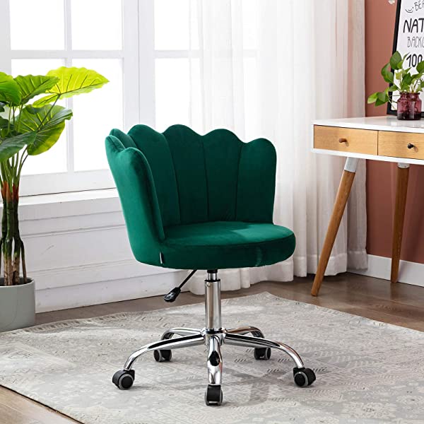 MTFY Modern Home Office Swivel Chair, Shell Desk Chair with Adjustable Height, Upholstered Ergonomic Computer Desk Chair Leisure Task Chair Accent Armchair for Office, Living Room,Bedroom (Beige)