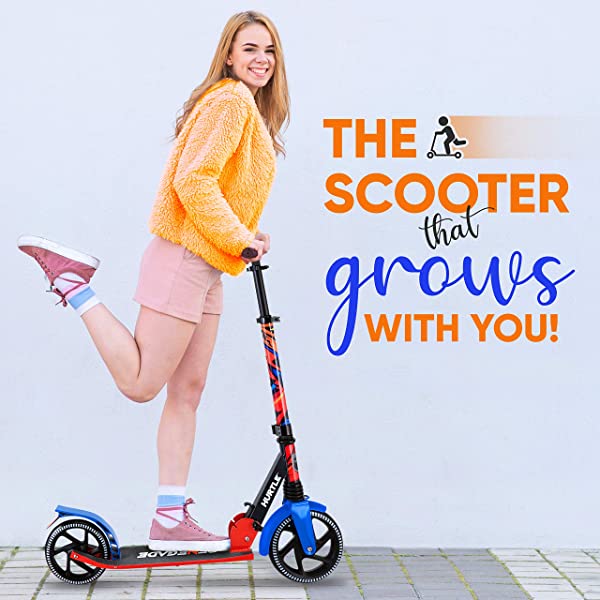 Hurtle Scooter – Scooter for Teenager – Kick Scooter – 2 Wheel Scooter with Adjustable T-Bar Handlebar – Folding Adult Kick Scooter with Alloy Anti-Slip Deck Pink