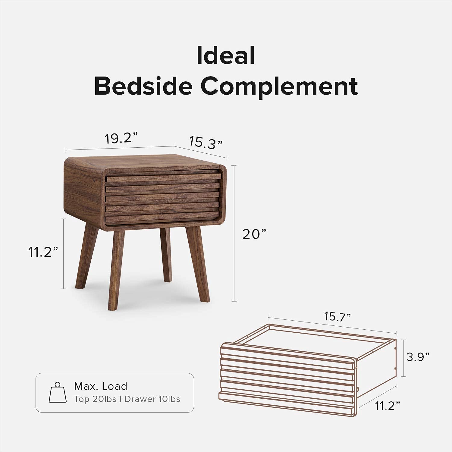 【Furniture】Ensley Mid Century Modern Coffee Table & Side Table Set (Coffee Table + 2 Side Table)