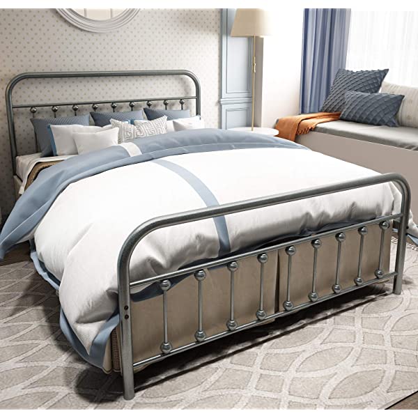 Black Metal Bed Frame Full Size with Headboard and Footboard Single Platform Mattress Base,Metal Tube and Iron-Art Bed(Full,Black) Full Black
