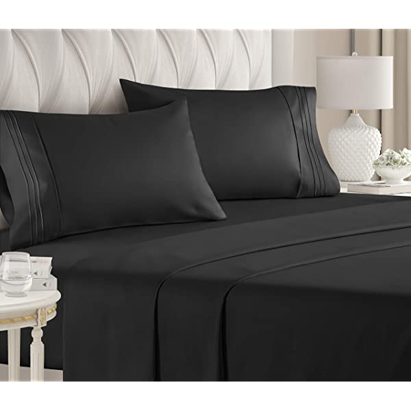 Queen Size Sheet Set - 4 Piece - Hotel Luxury Bed Sheets - Extra Soft - Deep Pockets - Easy Fit - Breathable & Cooling Sheets - Wrinkle Free - Comfy – Dark Grey Bed Sheets - Queens Sheets – 4 PC Queen Grey