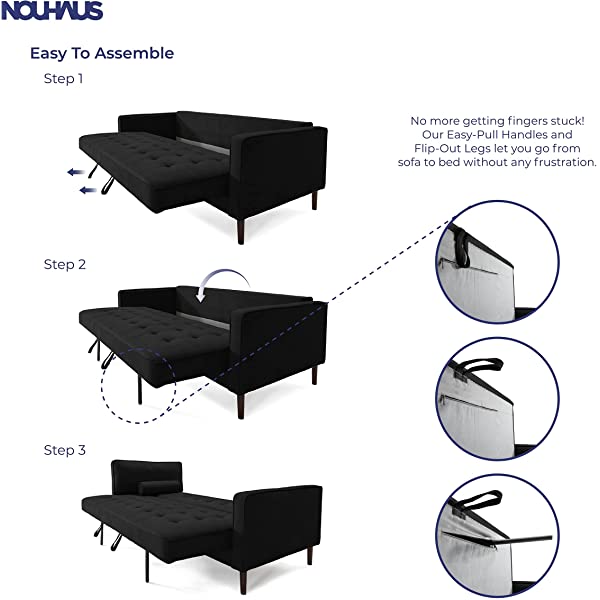 Nouhaus Module, Sleeper Sofa Bed Couch. 7ft Luxury Convertible Sofa Futon Bed with No Roll Together Latex. Ivory Woven Pull Out Bed for Bedroom Couch, Small Apartment Furniture Sofas or RV Couch Woven/Knit Ivory