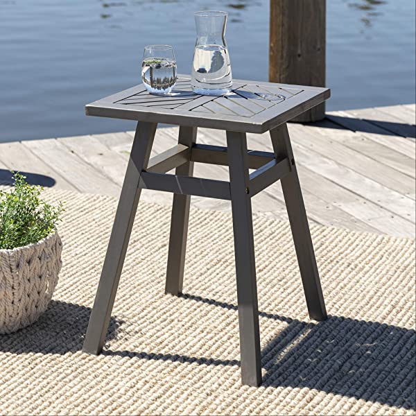Walker Edison 5 Person Outdoor Wood Chevron Patio Furniture Dining Set Table Chairs Bench All Weather Backyard Conversation Garden Poolside Balcony, 4 Piece, Brown Brown 4 Piece Dining Set