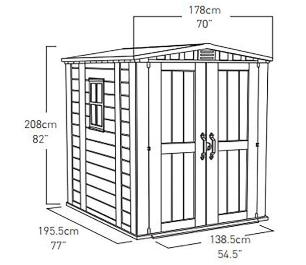 Keter Factor Outdoor Garden Storage Shed, Beige, 6 x 6 ft