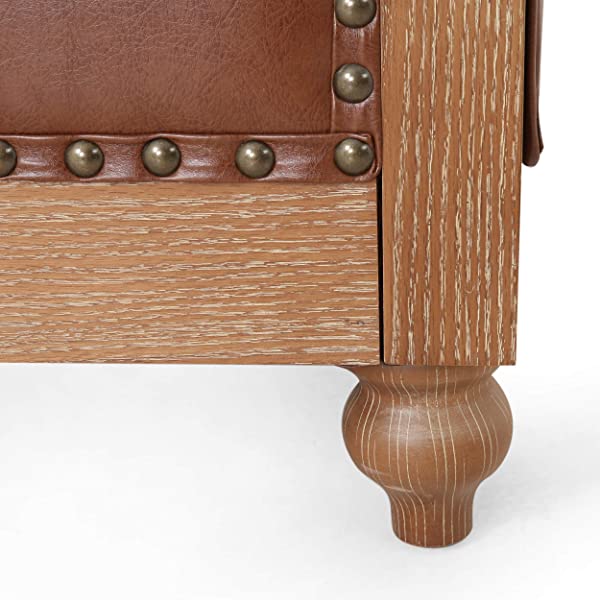 Christopher Knight Home Castalia Sofas, Midnight Black + Dark Brown Midnight Black + Dark Brown Birch Wood