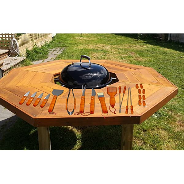 Home-Complete HC-1000 BBQ Accessories – 16PC Grill Set with Spatula, Tongs, Skewers, Case – Barbecue Tools for Father’s Day, Wedding, Anniversary, 16 Piece, Silver Steel 16-Piece