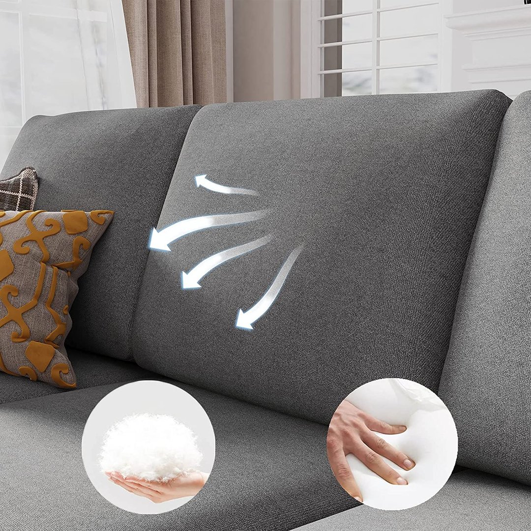 Nolany L-Shaped Corner Sofa 3 Seater Sectional Couch with Reversible Chaise Sofa for Living Room(Grey)