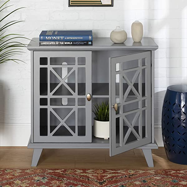 Walker Edison Charlotte Classic Glass Door Storage Buffet, 52 Inch, Espresso Espresso 52 Inch