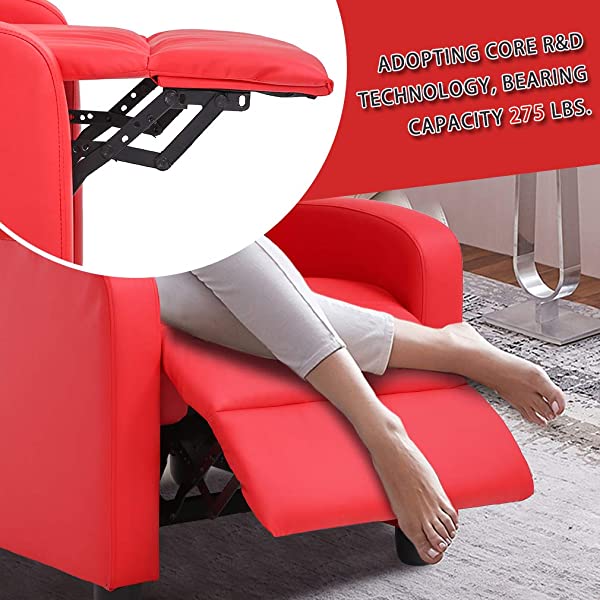 Recliner Chair for Living Room Massage Recliner Sofa Reading Chair Winback Single Sofa Home Theater Seating Modern Reclining Chair Easy Lounge with PU Leather Padded Seat Backrest (Brown)