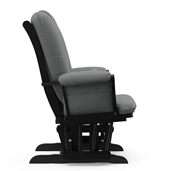 Storkcraft Tuscany Custom Glider and Ottoman with Free Lumbar Pillow, Black/Grey, Cleanable Upholstered Comfort Rocking Nursery Chair with Ottoman Black/Gray