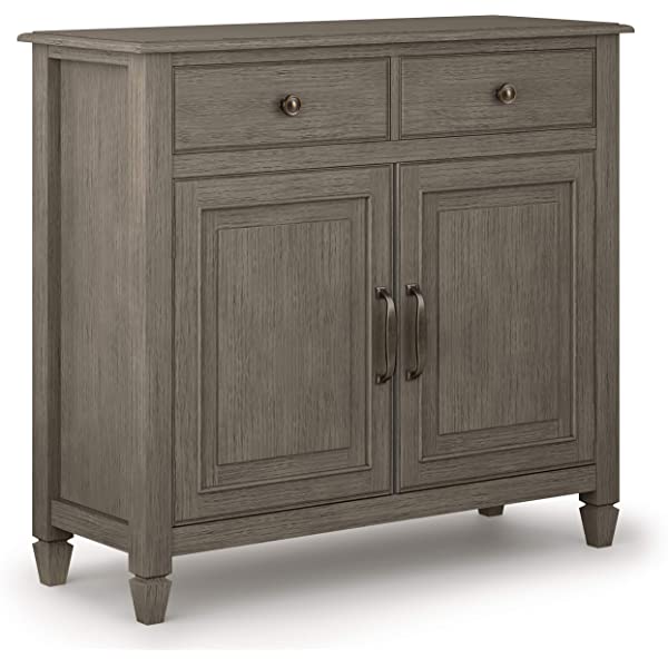 SIMPLIHOME Connaught SOLID WOOD 40 inch Wide Transitional Entryway Storage Cabinet in Dark Chestnut Brown, with 2 Drawers, 2 Doors, Adjustable Shelves