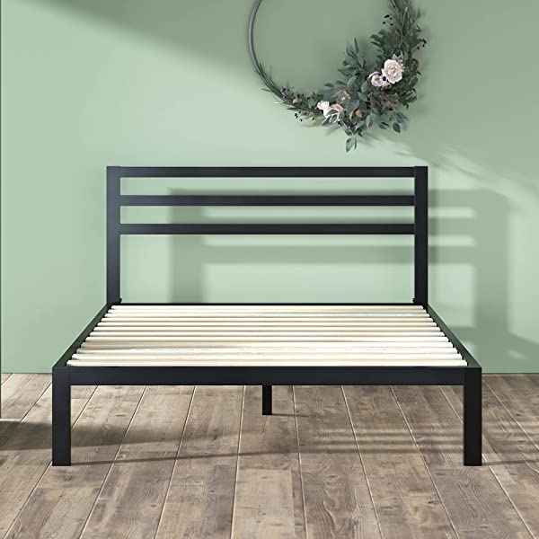 ZINUS Mia Metal Platform Bed Frame / Wood Slat Support / No Box Spring Needed / Easy Assembly, Black, Full Standard Full Black