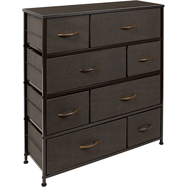 Sorbus Dresser with 8 Drawers - Furniture Storage Chest Tower Unit for Bedroom, Hallway, Closet, Office Organization - Steel Frame, Wood Top, Easy Pull Fabric Bins (White)
