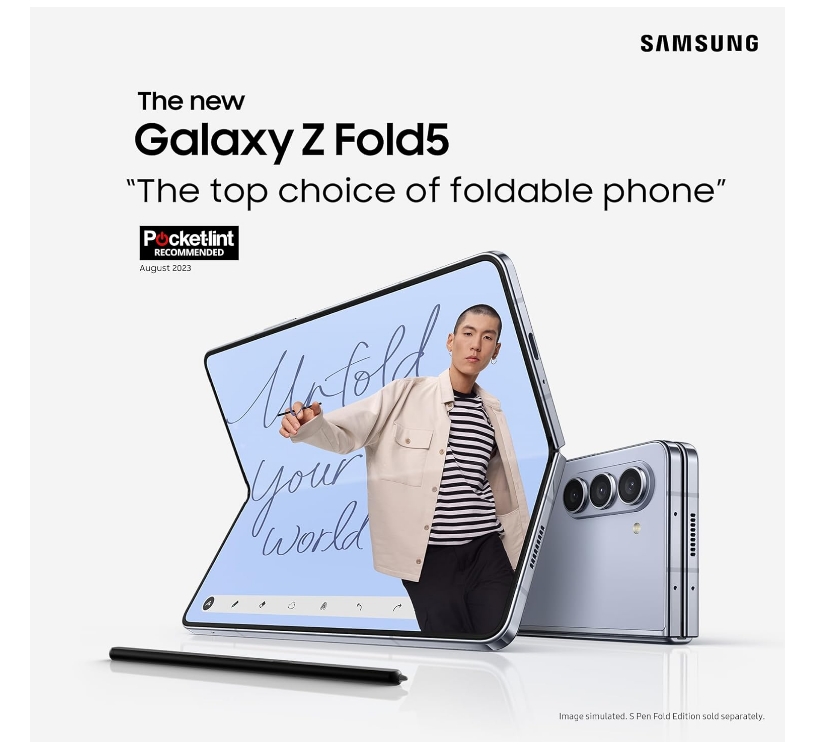 Samsung Galaxy Z Fold5, Unlocked Android Smartphone, 256GB Storage, Icy Blue, 3 Year Manufacturer Extended Warranty (UK Version)