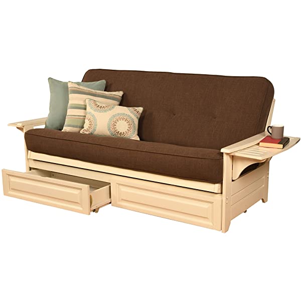Kodiak Furniture Futon Set, Full, White Suede Navy