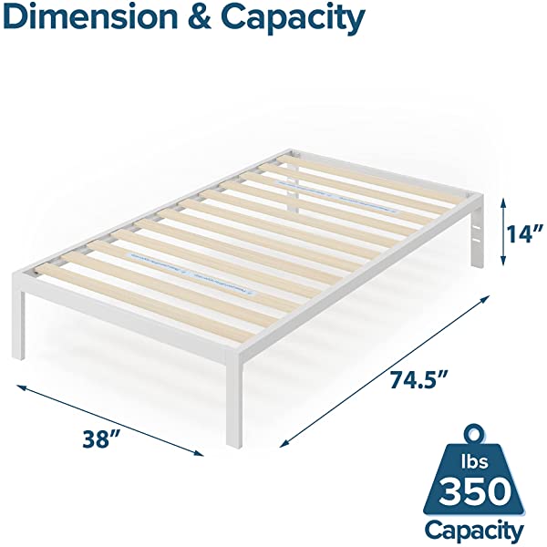 ZINUS Mia Metal Platform Bed Frame / Wood Slat Support / No Box Spring Needed / Easy Assembly, Black, Full Standard Full Black
