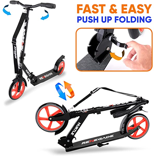 Hurtle Scooter – Scooter for Teenager – Kick Scooter – 2 Wheel Scooter with Adjustable T-Bar Handlebar – Folding Adult Kick Scooter with Alloy Anti-Slip Deck Pink