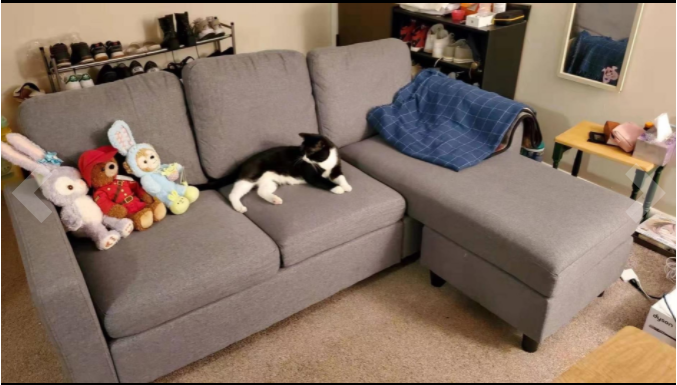 Nolany L-Shaped Corner Sofa 3 Seater Sectional Couch with Reversible Chaise Sofa for Living Room(Grey)