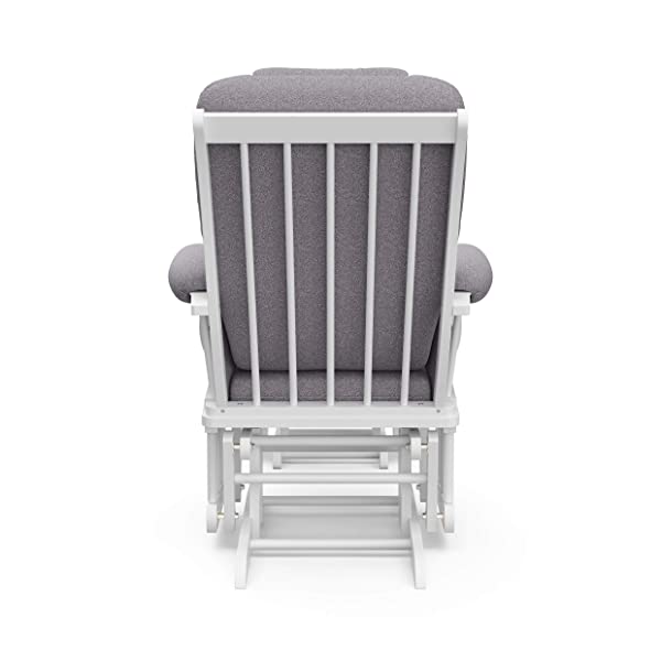 Storkcraft Tuscany Custom Glider and Ottoman with Free Lumbar Pillow, Black/Grey, Cleanable Upholstered Comfort Rocking Nursery Chair with Ottoman Black/Gray